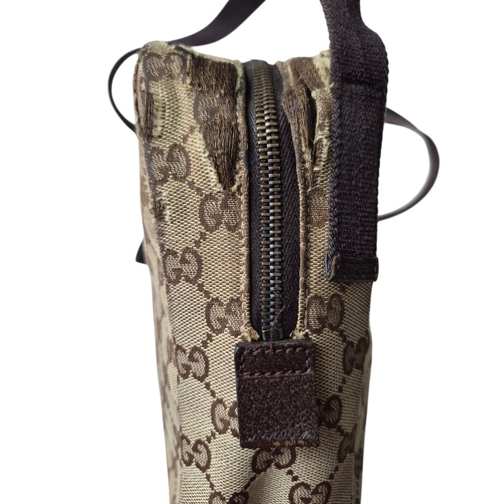 GUCCI Original GG Pattern Canvas Crossbody Camera Bag Classic Leather Trim - Picture 11 of 16